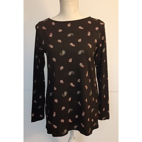 J.Jill Women's Long Sleeve Black Paisley w/Contrasting Fabric Back Size S - Picture 1 of 5